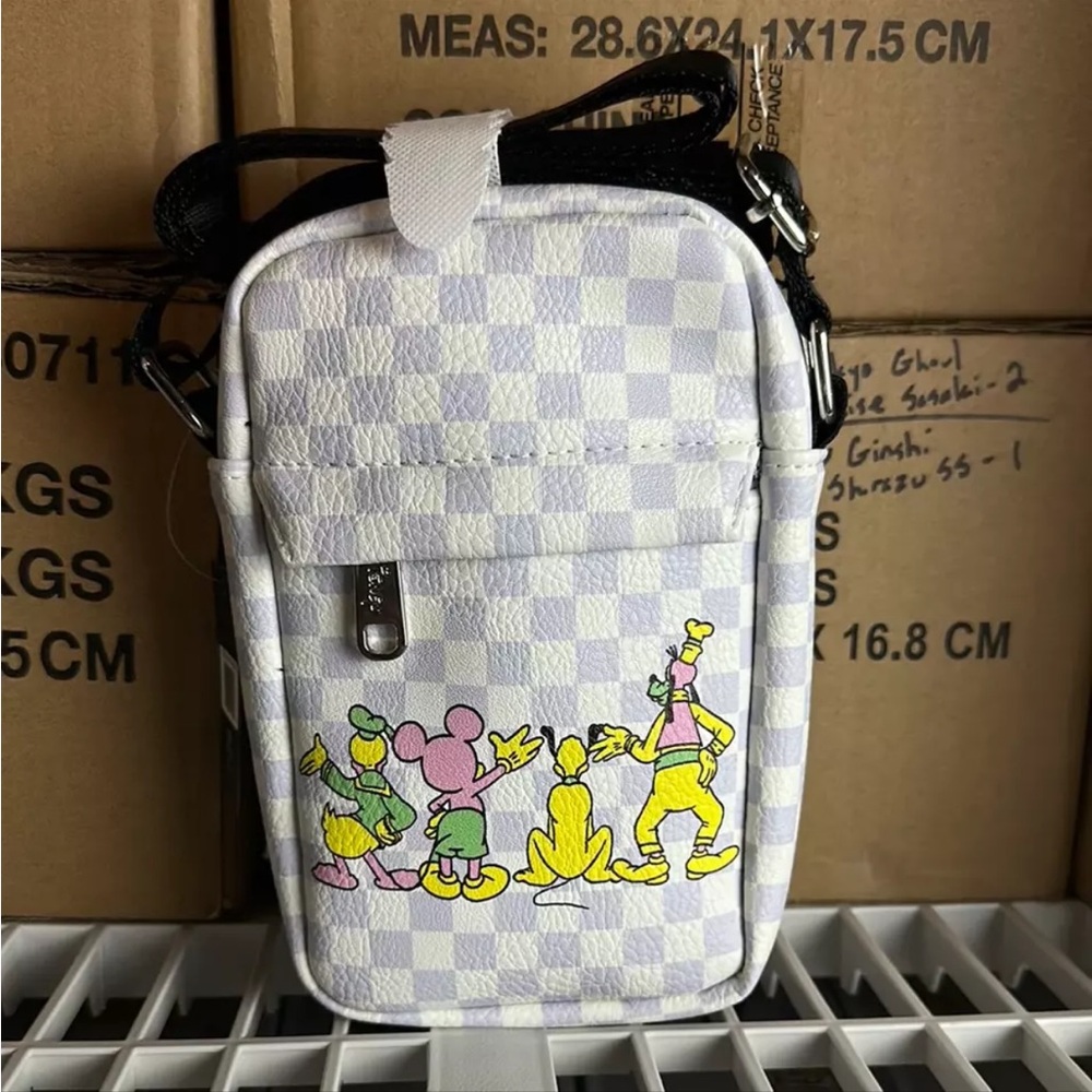 Disney Checkered Crossbody Bag - White loungefly